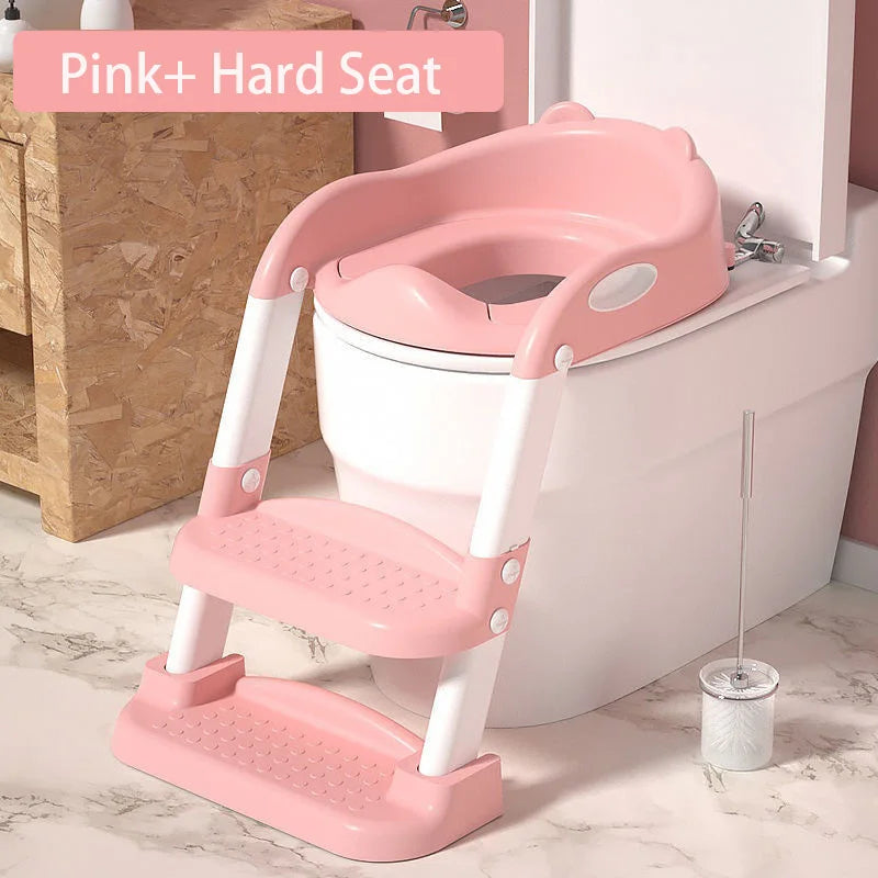 New Potty Training Seat With Step Stool Ladder Folding Toilet Seat Backrest Training Chair For Baby Kids Portable Children's Pot