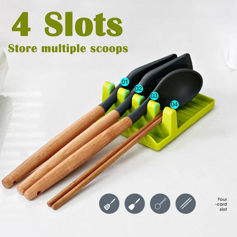 Kitchen Gadgets Kitchen Fork Spoon Holders Spatula Rack Shelf Organizer Chopsticks Holder Non-slip Spoons Pad Kitchen Utensil