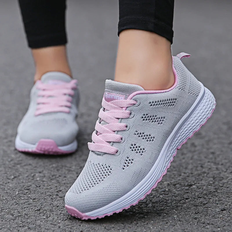 Women Casual Shoes Fashion Breathable Walking Mesh Flat Shoes Woman