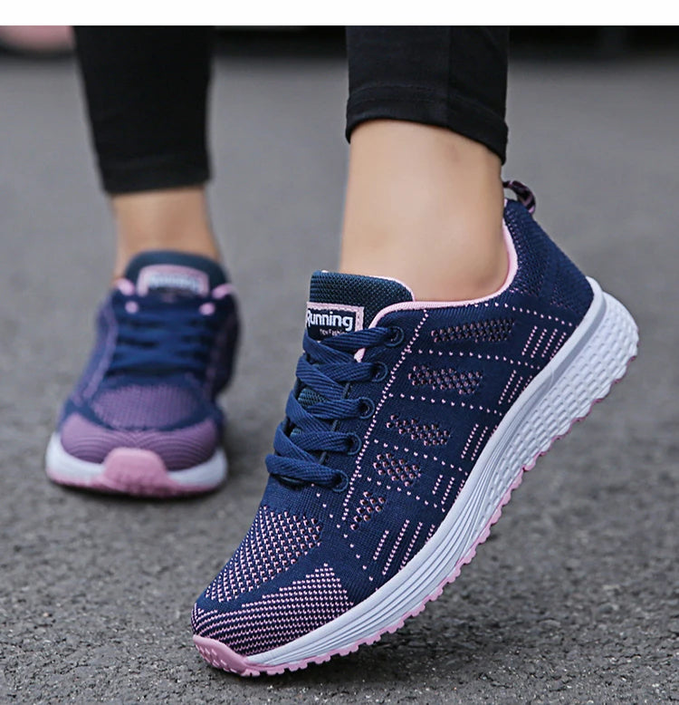 Women Casual Shoes Fashion Breathable Walking Mesh Flat Shoes Woman