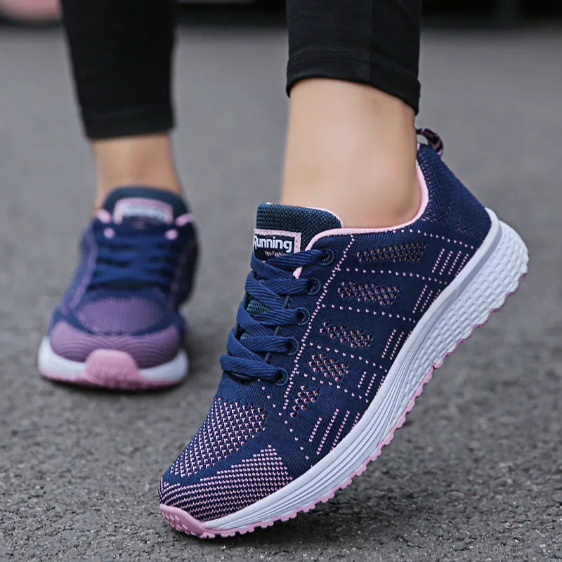 Women Casual Shoes Fashion Breathable Walking Mesh Flat Shoes Woman