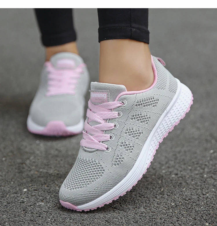 Women Casual Shoes Fashion Breathable Walking Mesh Flat Shoes Woman