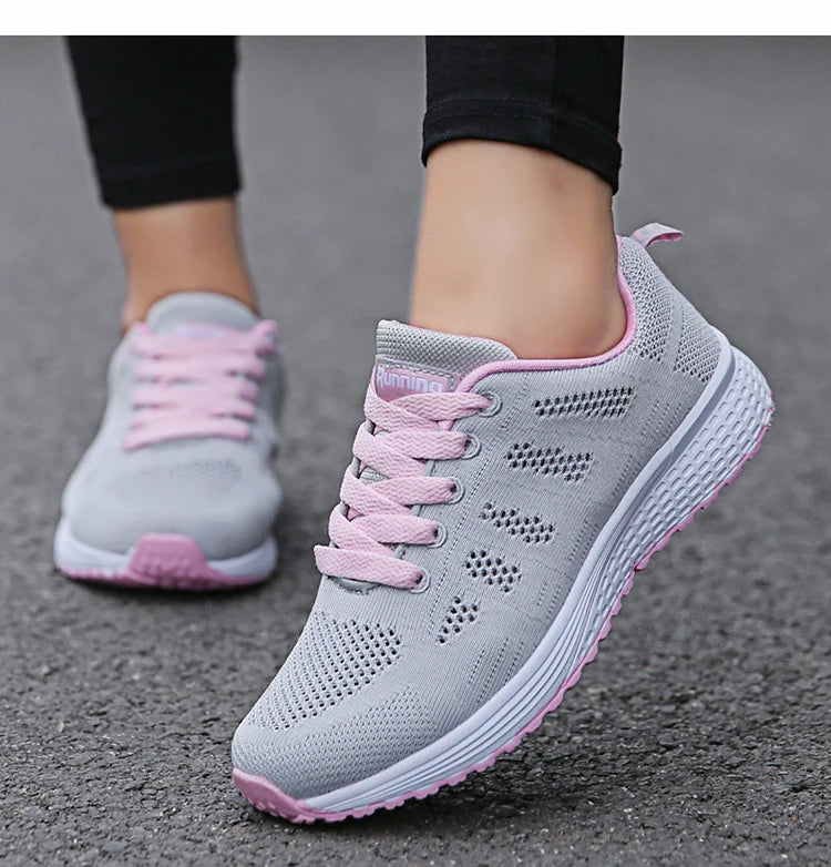 Women Casual Shoes Fashion Breathable Walking Mesh Flat Shoes Woman