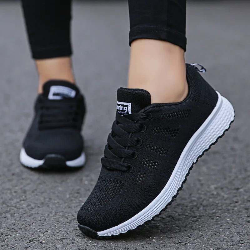 Women Casual Shoes Fashion Breathable Walking Mesh Flat Shoes Woman