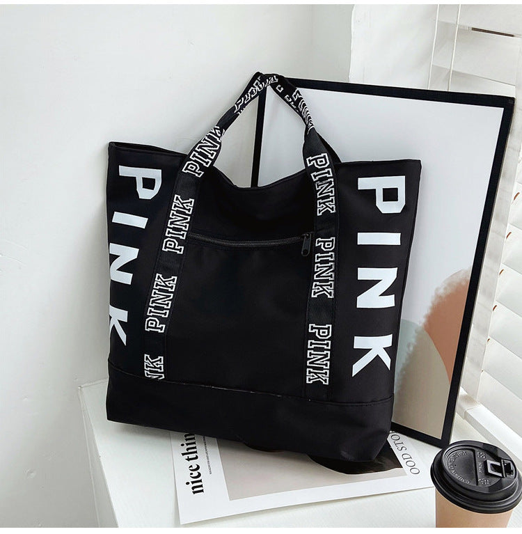 Colorblock Pink Letter Graphic Tote Handbags Woman