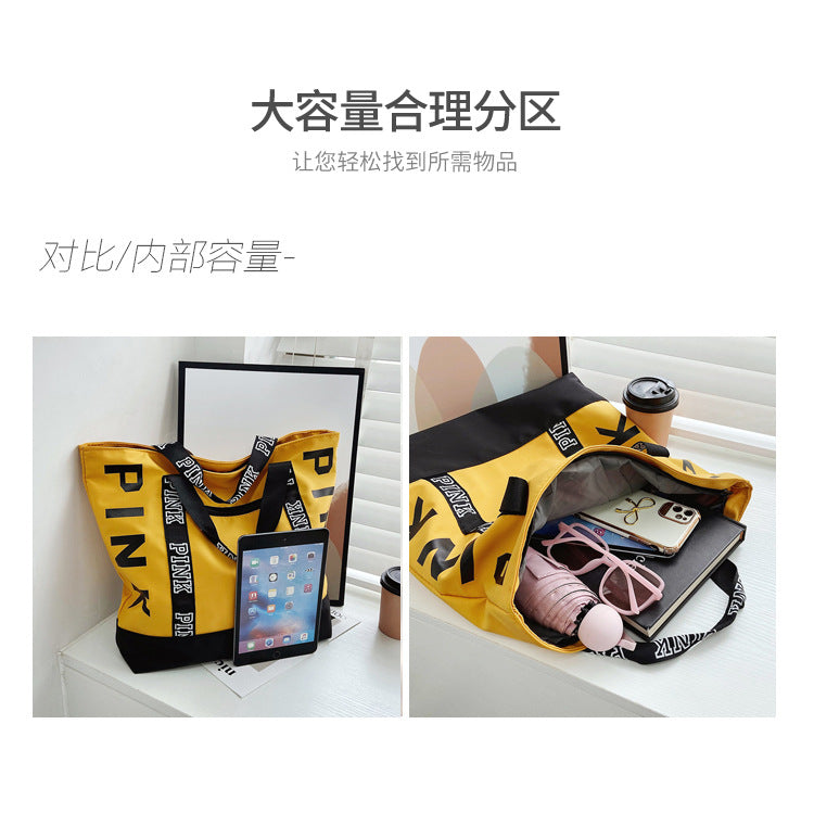 Colorblock Pink Letter Graphic Tote Handbags Woman