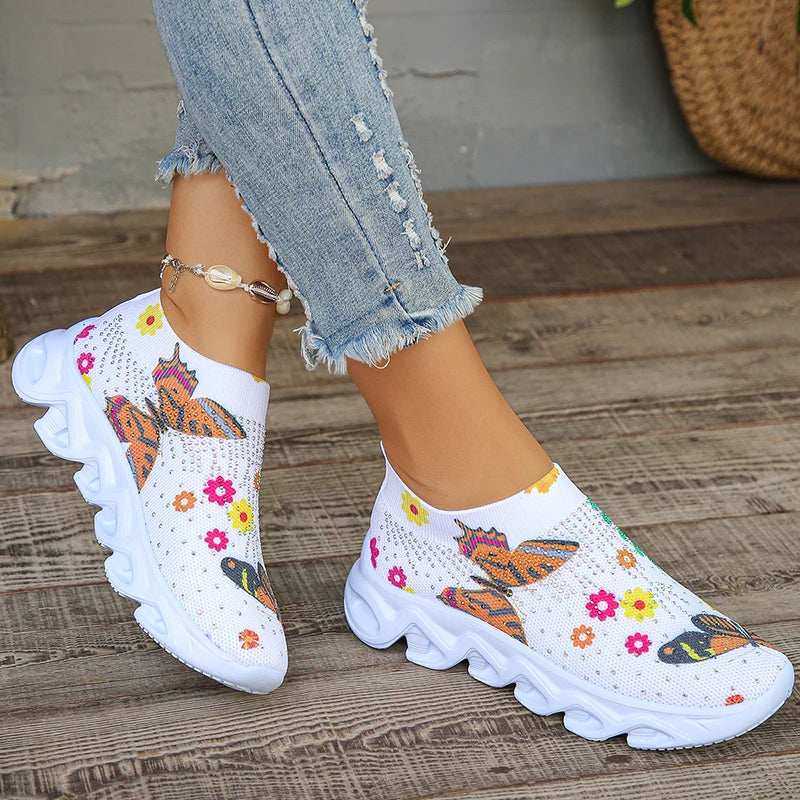 Lucyever Plus Size Printed Platform Sneakers Woman