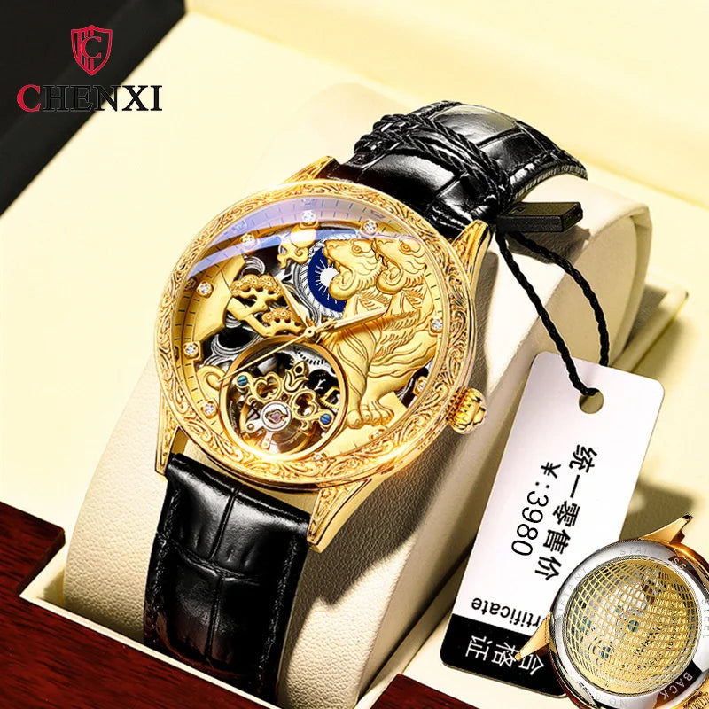 Tokyo Men's Mechanical Watch Fashion Top Brand Luxury Golden Tiger Watches Automatic Skeleton Male Clock Montre Homme