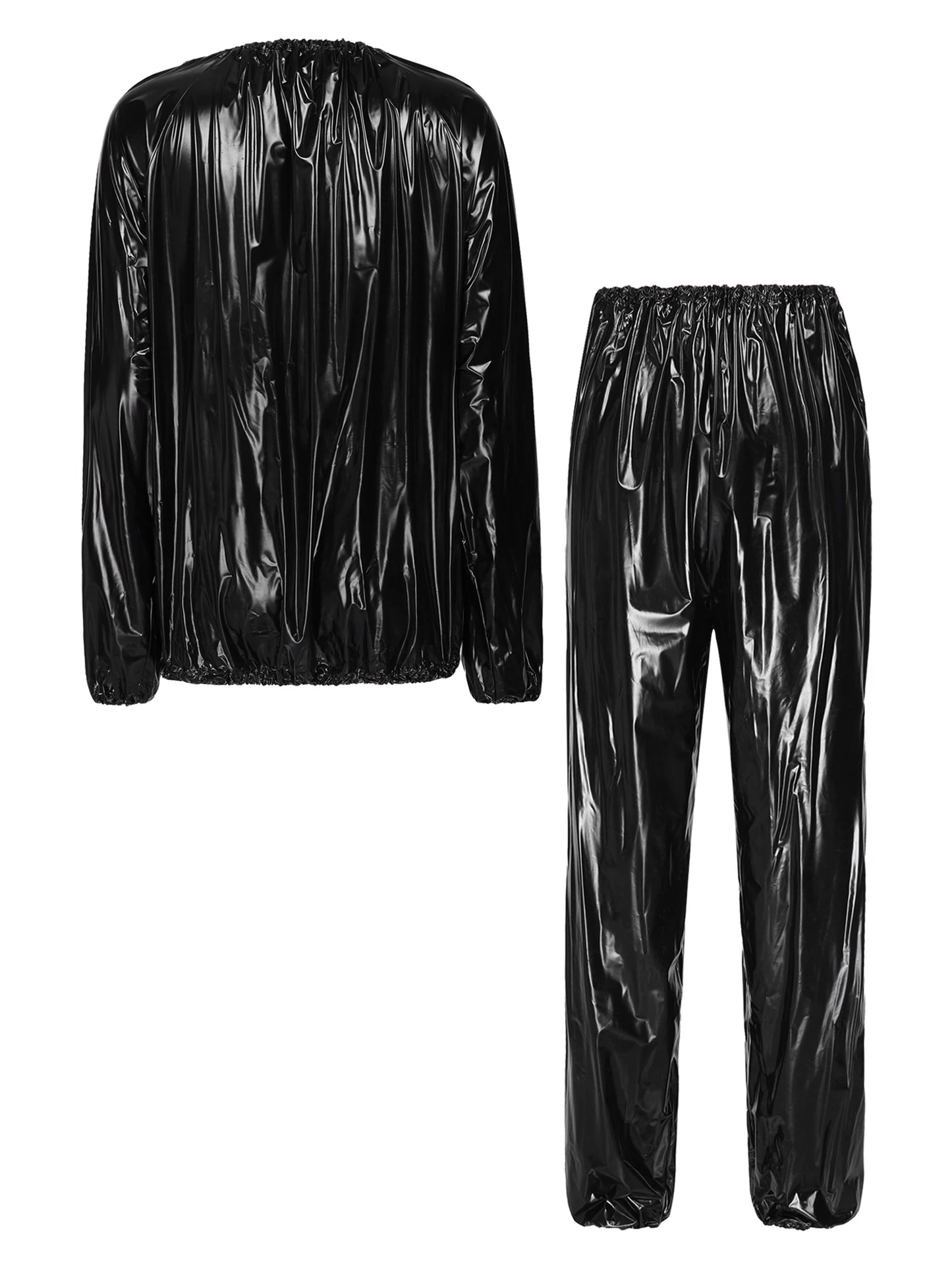 Men Women PVC Sauna Suit Long Sleeve Elastic