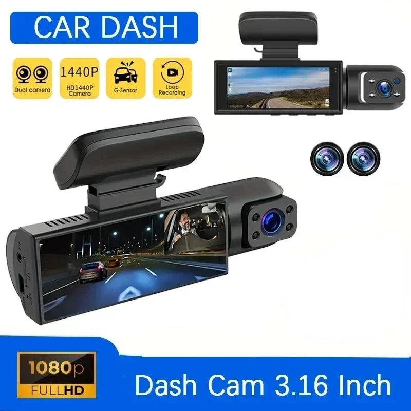 Dash Cam 3.16 Inch Dual Lens Dash Cam, Front Built-in Camera G Sensor HD Night Vision Wide Angle Car Accessories tools