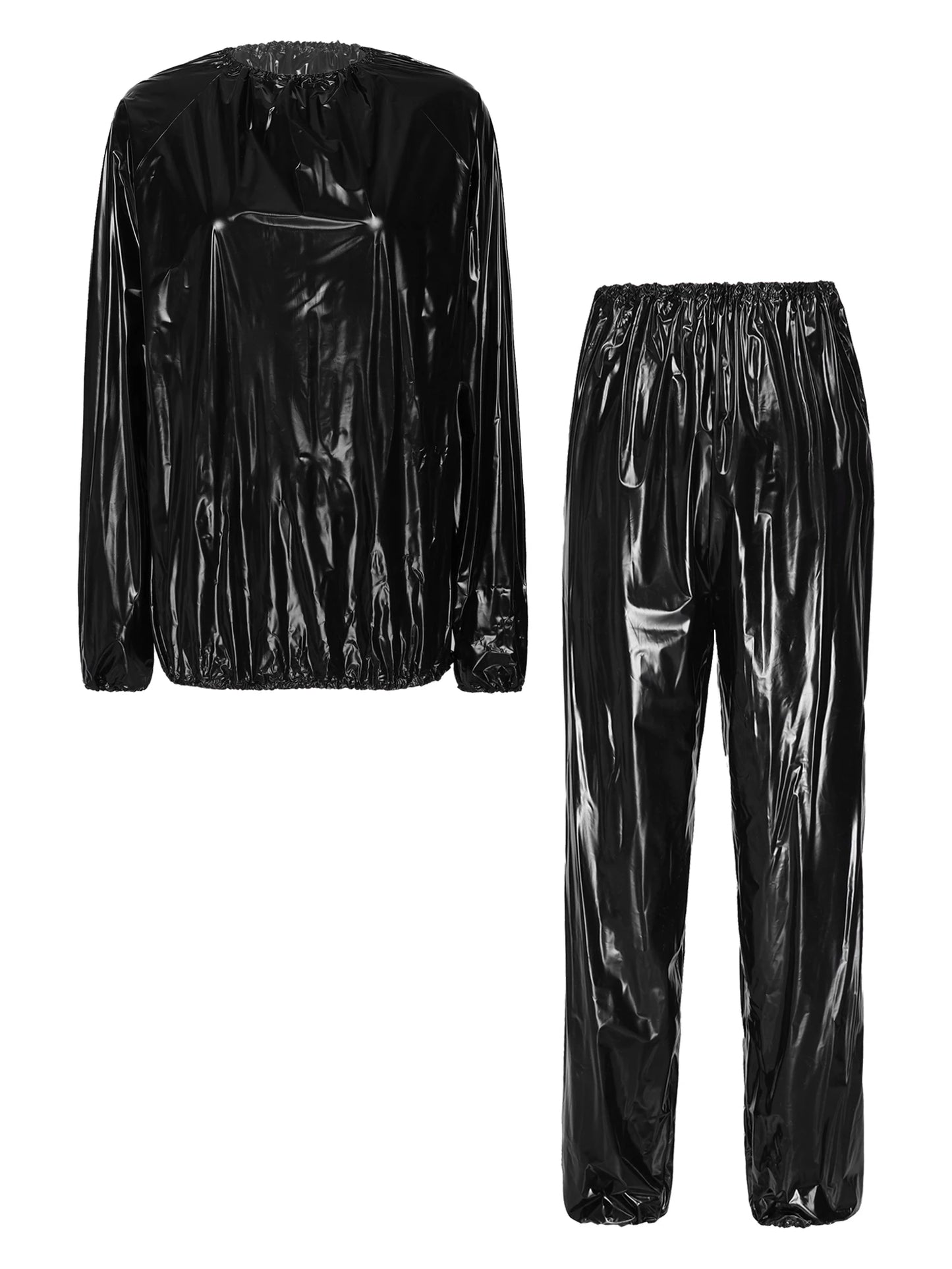 Men Women PVC Sauna Suit Long Sleeve Elastic