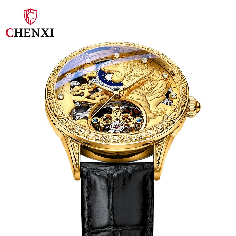 Tokyo Men's Mechanical Watch Fashion Top Brand Luxury Golden Tiger Watches Automatic Skeleton Male Clock Montre Homme