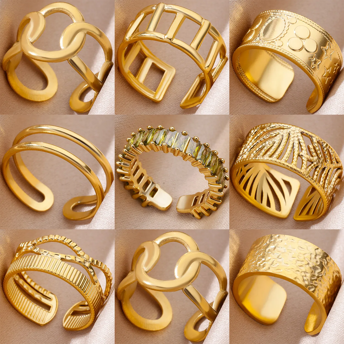 Haifa Stainless Steel Rings for Women Gold