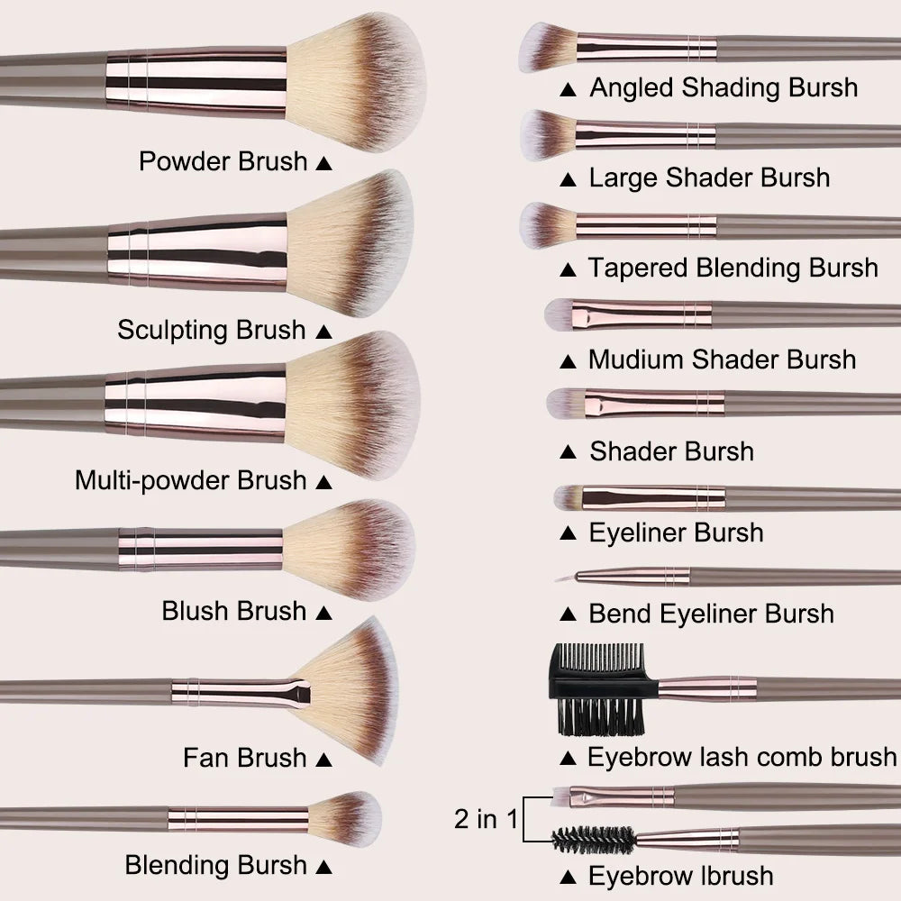 Champagne Golden Makeup Brushes 1pcs-20pcs Professional Foundation Blush Eyeshadow Kabuki Blending Makeup Beauty Cosmetic Tools