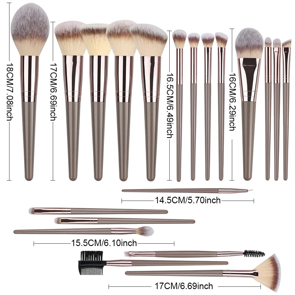 Champagne Golden Makeup Brushes 1pcs-20pcs Professional Foundation Blush Eyeshadow Kabuki Blending Makeup Beauty Cosmetic Tools