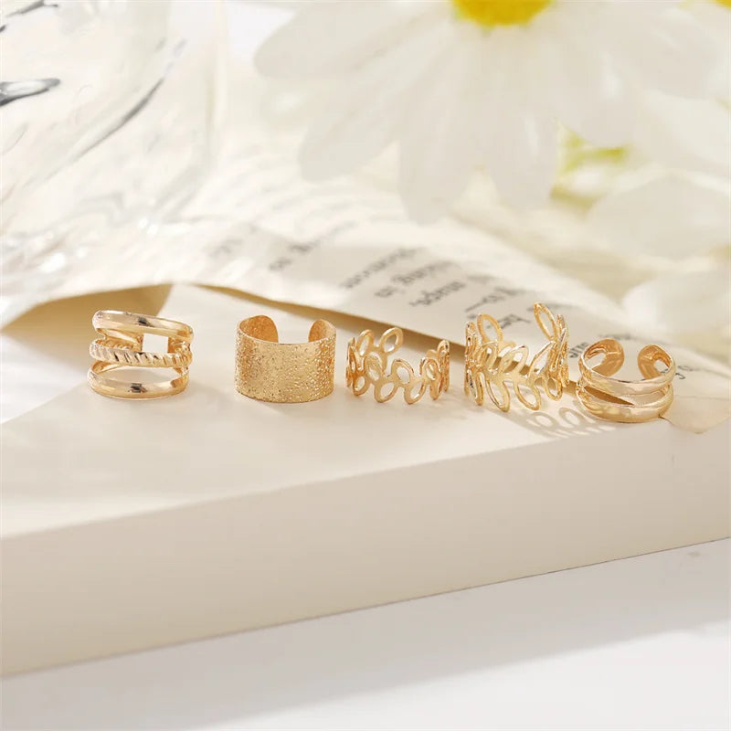 Gold Silver Color Leaves Clip Earrings for Women