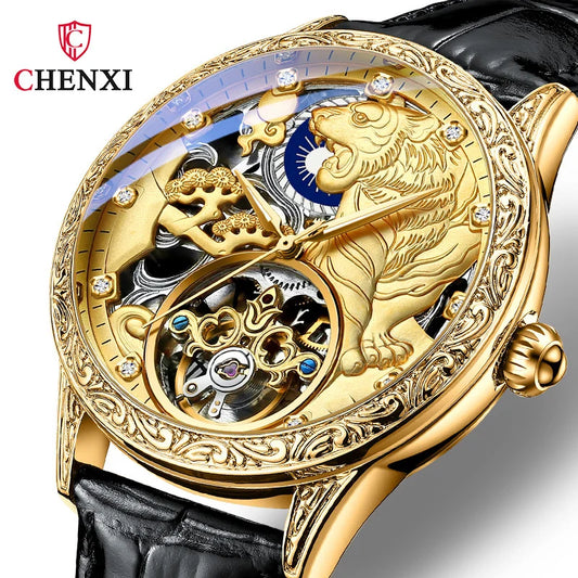 Tokyo Men's Mechanical Watch Fashion Top Brand Luxury Golden Tiger Watches Automatic Skeleton Male Clock Montre Homme