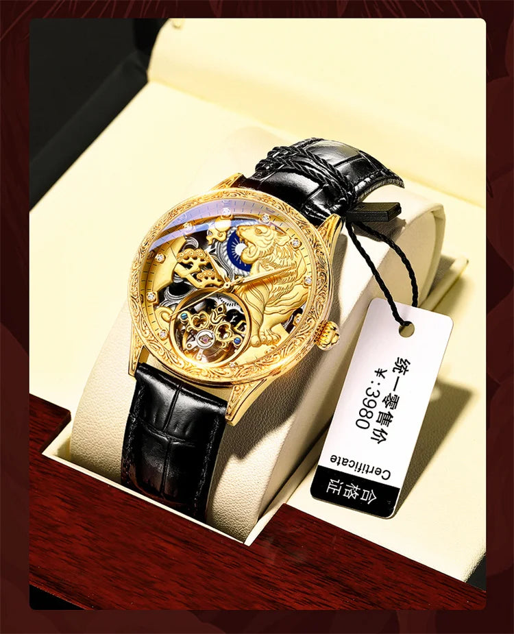 Tokyo Men's Mechanical Watch Fashion Top Brand Luxury Golden Tiger Watches Automatic Skeleton Male Clock Montre Homme