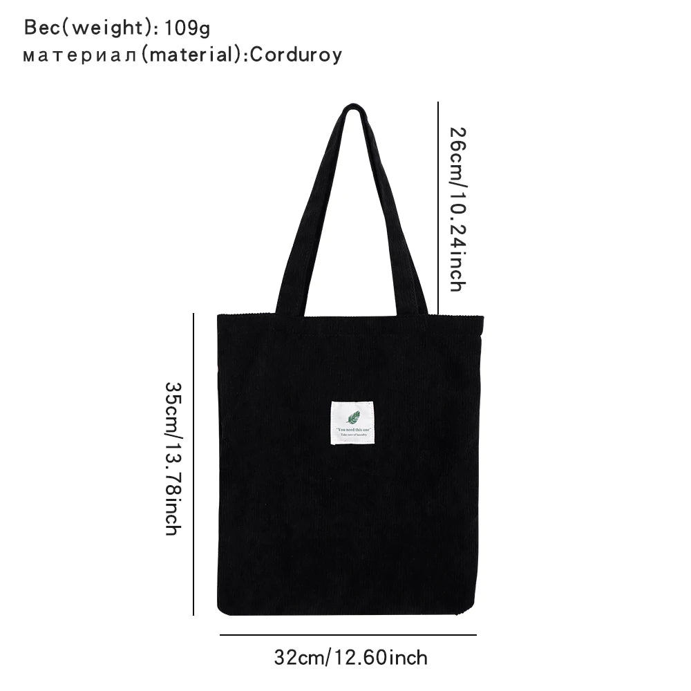 Corduroy Bag for Women Shopper Handbags