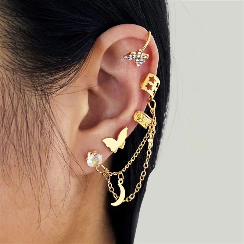 Gold Silver Color Leaves Clip Earrings for Women