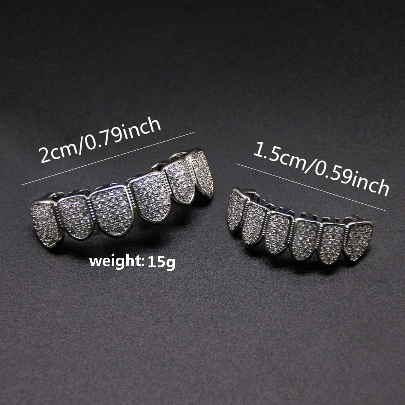 CZ Teeth Grillz Set For Unisex Top Bottom Mouth Gold Silver Color Teeth Grills Tooth Cap Removable Dental Fashion Jewelry