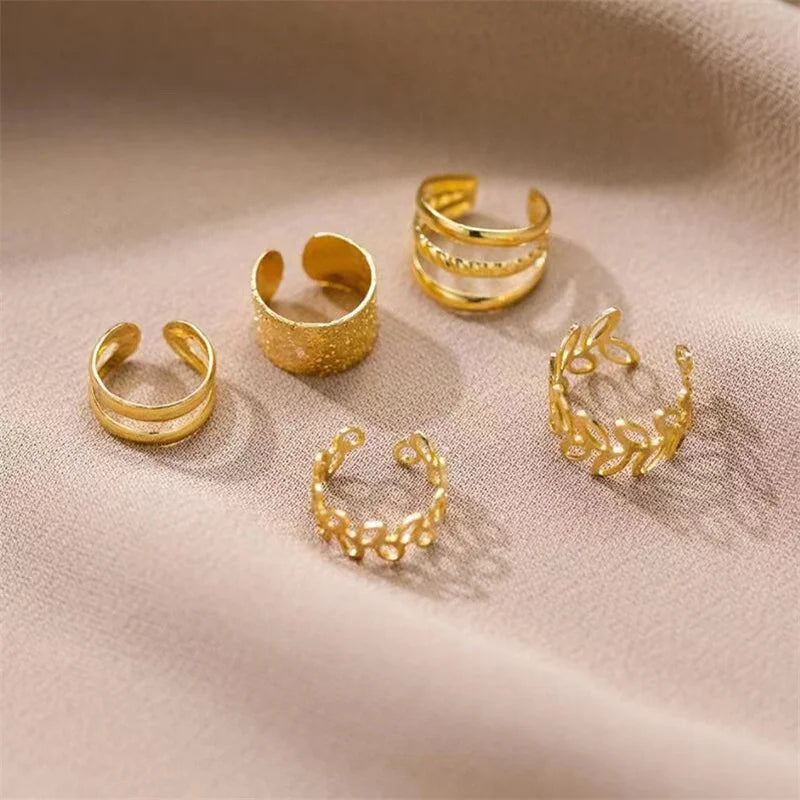 Gold Silver Color Leaves Clip Earrings for Women